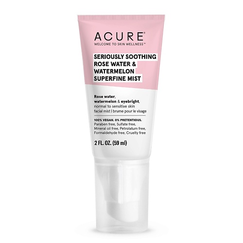 Тоник для лица ACURE Мист для лица розовая вода и арбуз Seriously Soothing acure seriously soothing serum stick 30ml