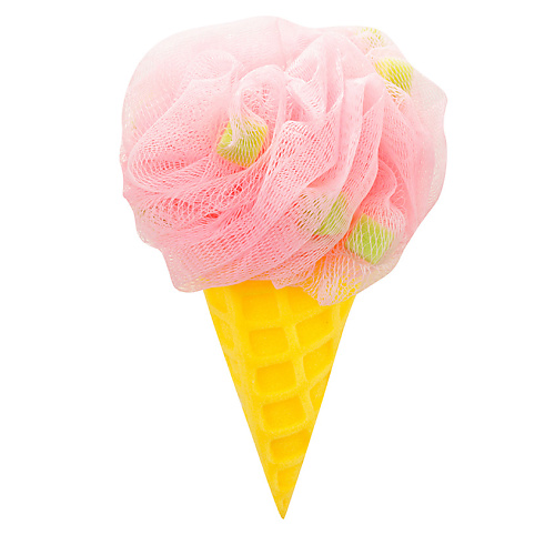 цена Набор средств для ванной и душа DOLCE MILK Мочалка «Мороженое» желтая/розовая