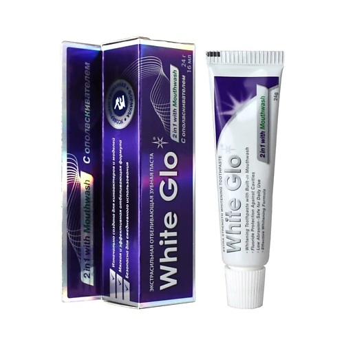 WHITE GLO Зубная паста 2в1 с ополаскивателем для полости рта, отбеливающая white secret отбеливающая зубная паста gold 75