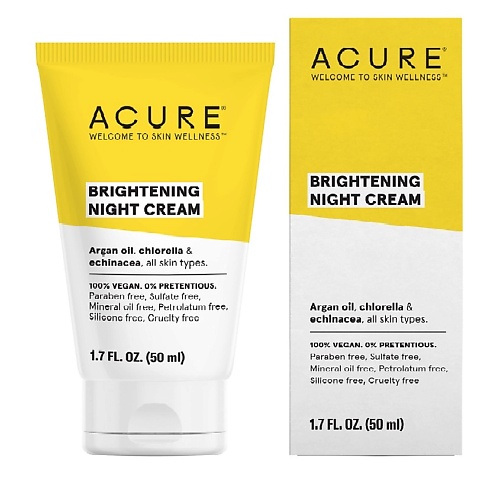 цена Крем для лица ACURE Ночной крем аргановое масло, хлорелла и эхинацея Brightening