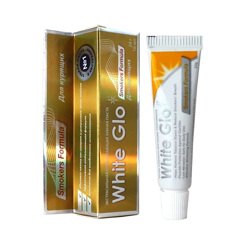 WHITE GLO Зубная паста для курящих, отбеливающая white secret отбеливающая зубная паста gold 75