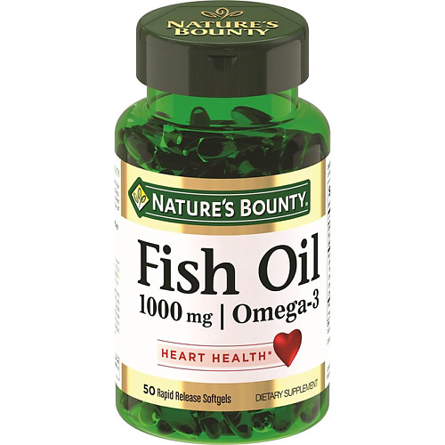 NATURE'S BOUNTY Рыбий жир Омега-3 1000 мг nat bal nutrition биологически активная добавка к пище омега 3
