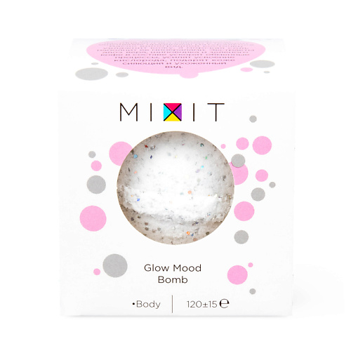 Средства для ванной и душа MIXIT Блестящий бурлящий шар для ванны с витамином Е и растительными экстрактами Glow Mood Bomb