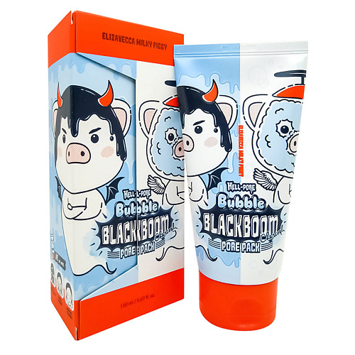 ELIZAVECCA Маска для очищения пор черная кислородная Hell-Pore Bubble Blackboom Pore Pack