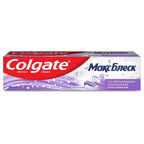 COLGATE Отбеливающая зубная паста Макс Блеск со сверкающими кристаллами зубная паста colgate макс блеск кристальная мята с отбеливающими пластинками для свежего дыхания и отбеливания зубов 50 мл