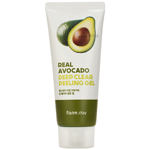 FARMSTAY Гель для лица отшелушивающий с экстрактом авокадо Real Avocado Tea Deep Clear Peeling Gel