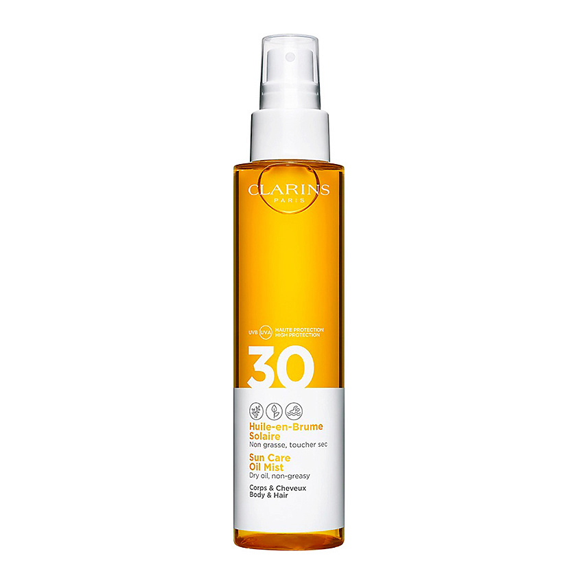 CLARINS Солнцезащитное масло-спрей для тела и волос SPF 30 Huile-en ...