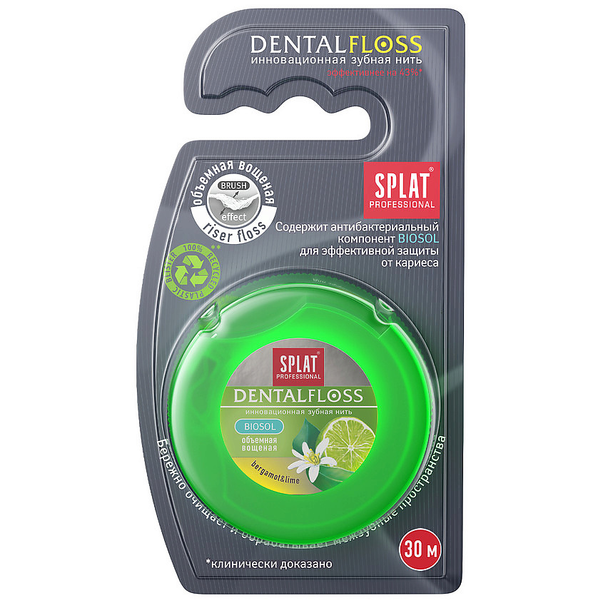 Зубные нити и зубочистки SPLAT Антибактериальная объемная зубная нить
