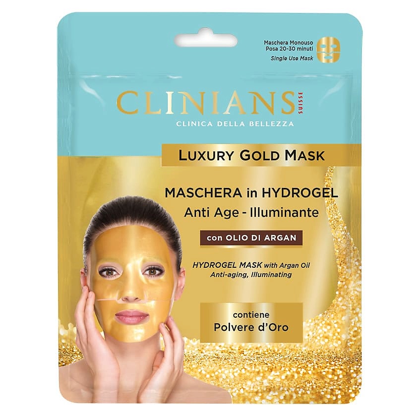 CLINIANS Гидрогелевая маска для лица антивозрастная осветляющая LUXURY ...