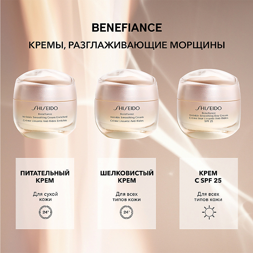 SHISEIDO Питательный крем для лица, разглаживающий морщины Benefiance Wrinkle Smoothing Cream Enriched