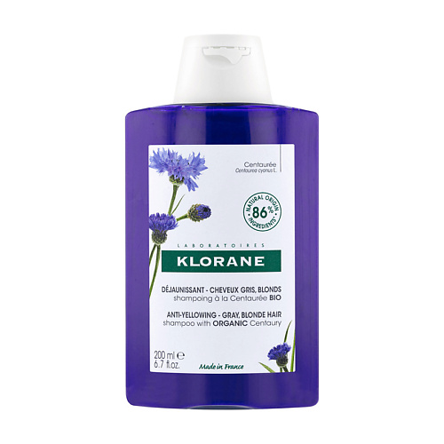 KLORANE Шампунь с органическим экстрактом Василька Anti-Yellowing Shampoo klorane mint шампунь детокс с органическим экстрактом водной мяты 200 мл