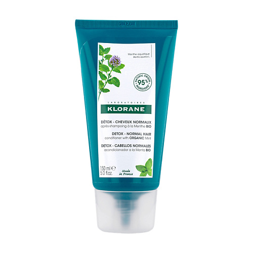 KLORANE Кондиционер защитный с органическим экстрактом водной мяты Detox Conditioner klorane mint шампунь детокс с органическим экстрактом водной мяты 200 мл