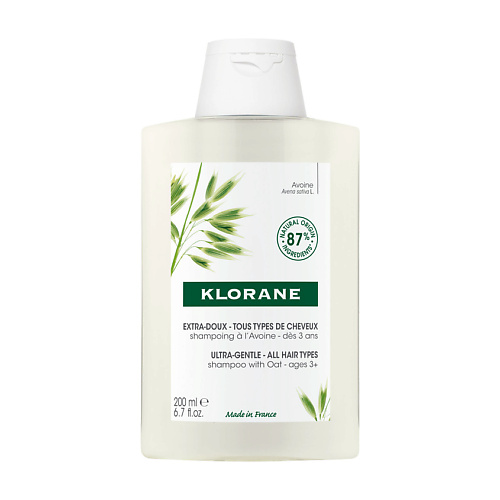 KLORANE Сверхмягкий шампунь для всех типов волос с молочком овса Ultra-Gentle Shampoo mcaffeine крем масло кофе латте с кокосовым молочком для восстановления волос 150