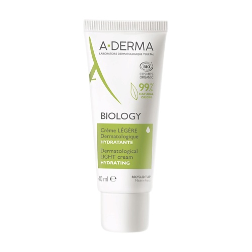 Крем для лица A-DERMA Легкий увлажняющий дерматологический крем для хрупкой кожи Biology увлажняющий крем derma e advanced peptides