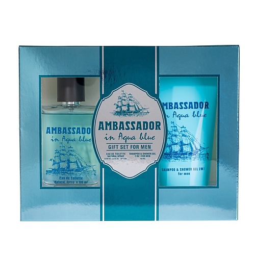 Набор парфюмерии PARFUMS GENTY Подарочный набор AMBASADOR IN AQUA BLUE genty туалетная вода ambassador in aqua blue 100 мл