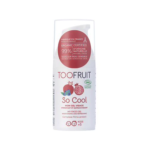 TOOFRUIT Гель для лица детский увлажняющий "Черника-Гранат"