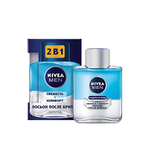 Лосьон после бритья NIVEA MEN Лосьон после бритья 2 в 1 Защита и уход: свежесть + комфорт лосьон после бритья увлажняющий защита и уход nivea 100 мл