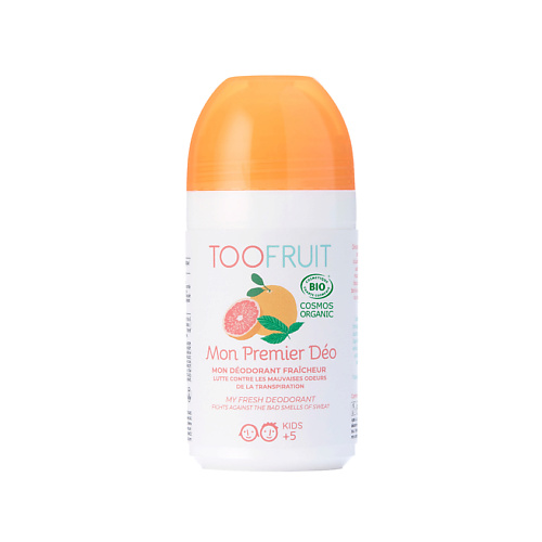 TOOFRUIT Дезодорант роликовый детский для чувствительной кожи без спирта "Грейпфрут-Мята"