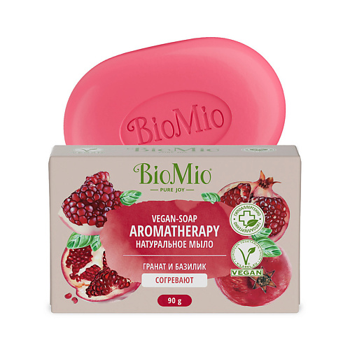 цена Мыло твердое BIO MIO Натуральное мыло Гранат и Базилик Vegan-Soap Aromatherapy