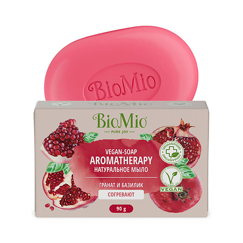 Мыло твердое BIO MIO Натуральное мыло Гранат и Базилик VEGAN-SOAP AROMATHERAPY