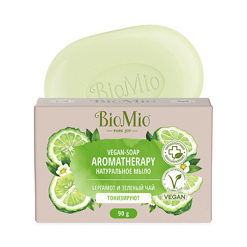 Мыло твердое BIO MIO Натуральное мыло Бергамот и Зелёный чай Vegan-Soap Aromatherapy