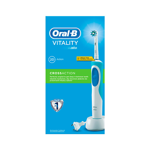ORAL-B Электрическая зубная щетка Vitality D12.513 CrossAction (тип 3709) зубная щетка braun oral b pro 500 crossaction d16 513 u бело голубой