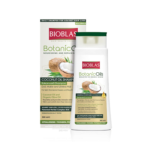 Шампунь для волос BIOBLAS Шампунь для придания блеска тусклым безжизненными волосам, против выпадения, с кокосовым маслом Botanic Oils bioblas botanic oils coconut oil shampoo