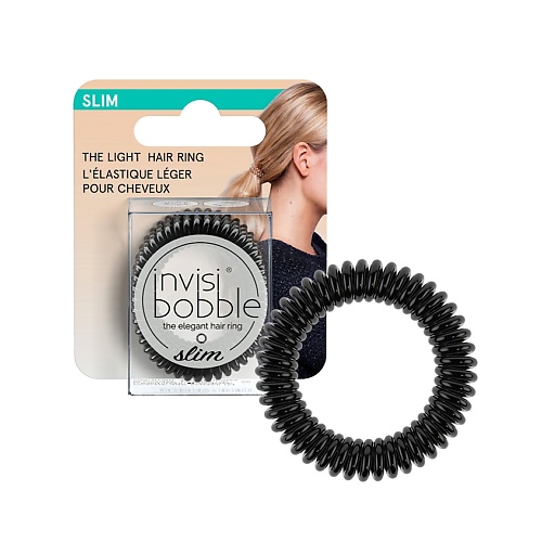 INVISIBOBBLE Резинка-браслет для волос SLIM True Black (с подвесом) INV537042