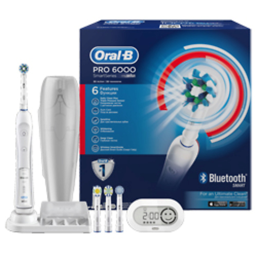 ORAL-B Электрическая зубная щетка Pro6000 + Smart Guide (тип 3764) зубная щетка oral b 3d white whitening с древесным углем для отбеливания и эффективной чистки средней жесткости 1 шт