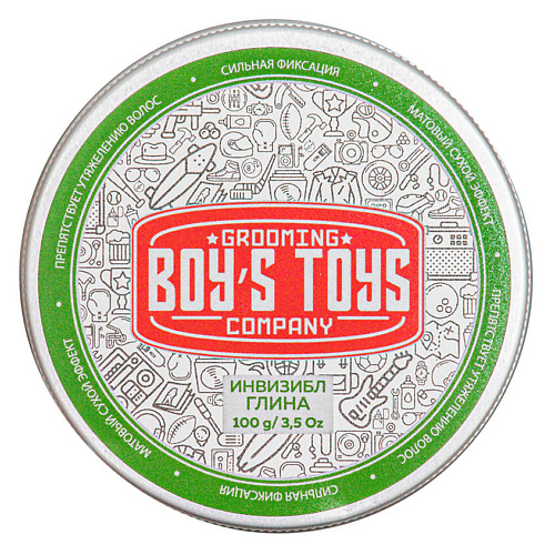 BOY'S TOYS Глина для укладки волос средней фиксации с низким уровнем блеска Инвизибл