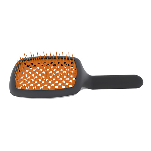 Расческа для волос JANEKE Щетка вентилируемая для объёмной укладки чёрно-оранжевая Curvy Line