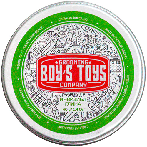 фото Boy's toys глина для укладки волос средней фиксации с низким уровнем блеска инвизибл