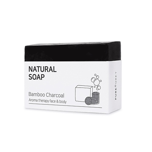 Мыло твердое PUREFORET Мыло твёрдое с бамбуковым углём Natural Soap Bamboo Charcoal мыло отшелушивающее с углём juno charcoal peeling soap 150g