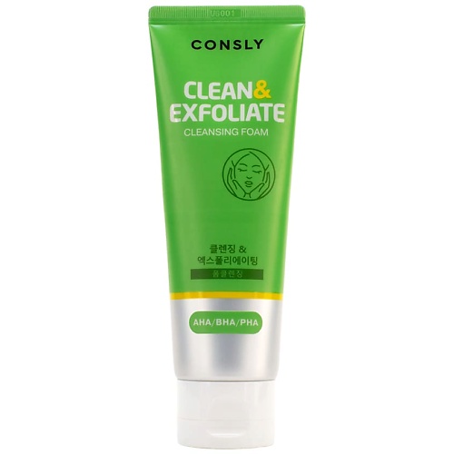 CONSLY Пенка для умывания отшелушивающая с AHA BHA PHA кислотами Clean & Exfoliate