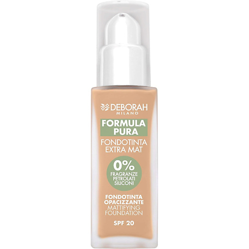 Тональное средство DEBORAH MILANO Тональная основа матирующая Formula Pura Extra Mat Foundation тональная основа для лица матирующая extra mat perfection foundation spf20 30мл 2 1 vanilla