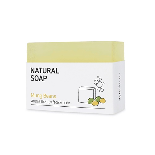 PUREFORET Мыло твёрдое с бобами мунг Natural Soap Mung Beans pureforet мыло твёрдое с бамбуковым углём natural soap bamboo charcoal