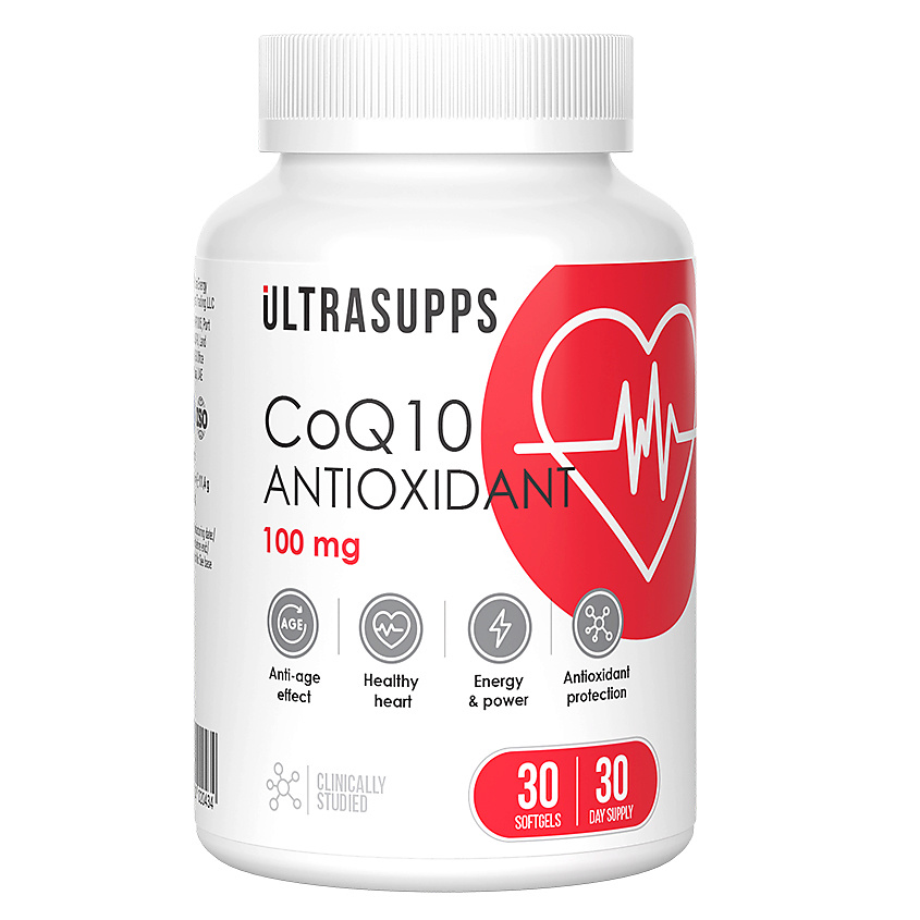 Изображение товара ULTRASUPPS Антиоксидантный комплекс Coenzyme Q10 Antioxidant, 30 мягких капсул
