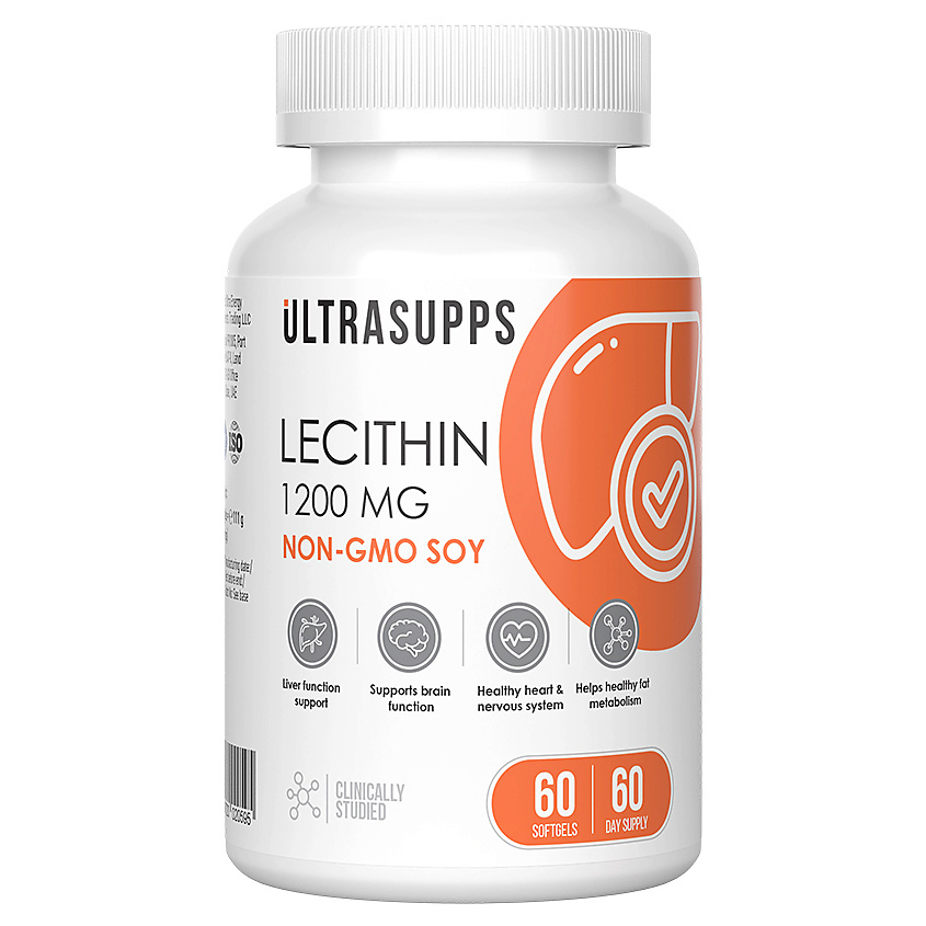 Изображение товара ULTRASUPPS Витаминный комплекс Lecithin 1200 MG, 60 мягких капсул