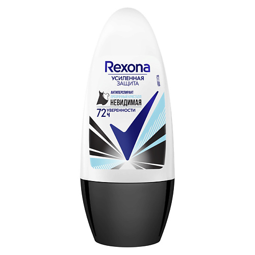 REXONA Дезодорант- антиперспирант шариковый усиленная защита Невидимая прозрачный кристалл