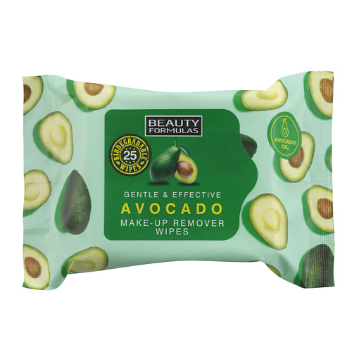 BEAUTY FORMULAS Салфетки для снятия макияжа биоразлагаемые Avocado Make-Up Remover Wipes