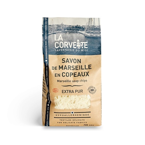 Тертое мыло для стирки LA CORVETTE Традиционное марсельское растительное мыло-стружка Savon de Marseille en Copeaux Extra Pur la corvette savon liquide de marseille olive