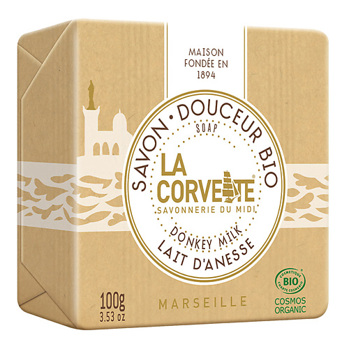 Мыло твердое LA CORVETTE Мыло органическое для лица и тела Молоко Ослицы Marseille Donkey Milk Soap 100% handmade natural pumpkin fiber donkey milk soap 130 g