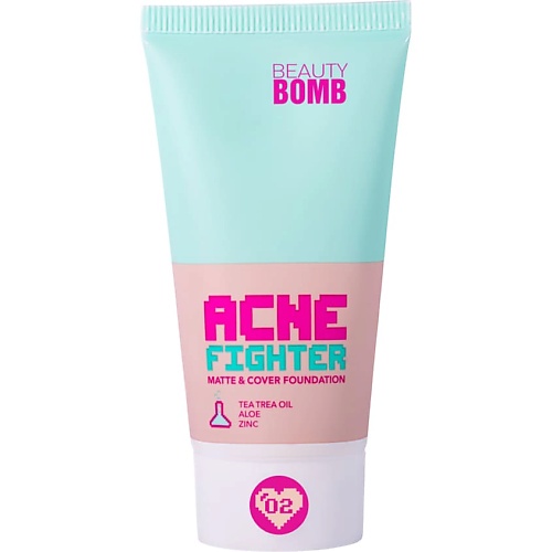 Тональное средство BEAUTY BOMB Тональный крем Matte & cover foundation ACNE FIGHTER очищающий балансирующий тоник для лица beauty bomb acne fighter 100 мл