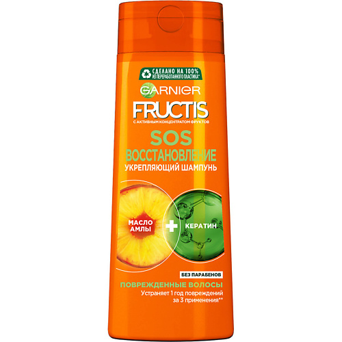 garnier fructis бальзам для волос фруктис sos восстановление укрепляющий для секущихся и очень поврежденных волос с керафилом и маслом амлы fructis GARNIER Fructis Восстанавливающий Шампунь для волос 