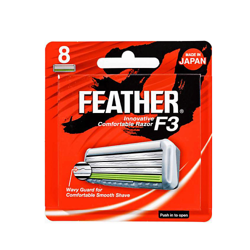 FEATHER Кассеты сменные с тройным лезвием и защитой для мягкого бритья F3 кассеты запасные feather f system samurai edge 4 шт