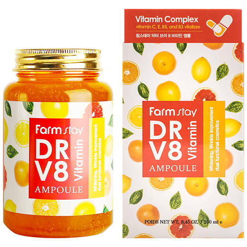 

FARMSTAY Сыворотка для лица ампульная с витаминами DR V8 Vitamin Ampoule, Сыворотка для лица ампульная с витаминами DR V8 Vitamin Ampoule