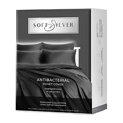Антибактериальный пододеяльник Duvet Cover, 148х215 см. Цвет: «Серый космос» (графитовый), коллекция Diamond