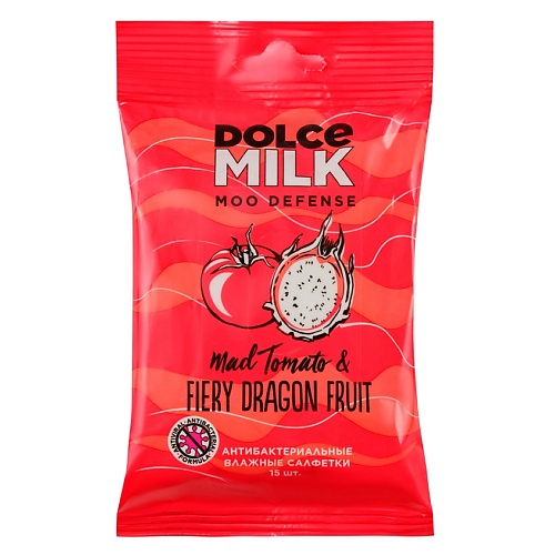 DOLCE MILK Салфетки влажные антибактериальные Драгон фрукт & томат