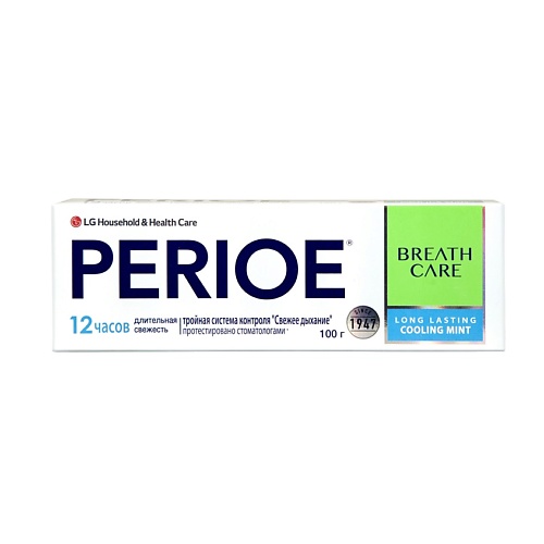 

PERIOE Зубная паста с тройной системой контроля свежего дыхания "breath care" охлаждающая мята, Зубная паста с тройной системой контроля свежего дыхания "breath care" охлаждающая мята