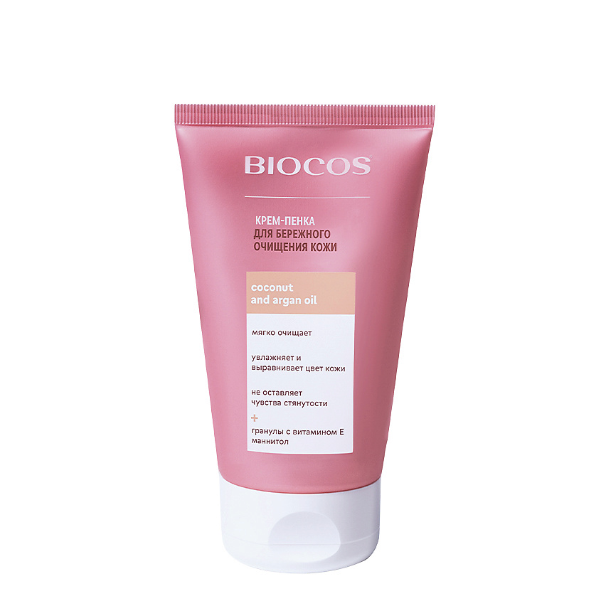 BIOCOS Крем-пенка для бережного очищения кожи Coconut and Argan Oil – фото 5